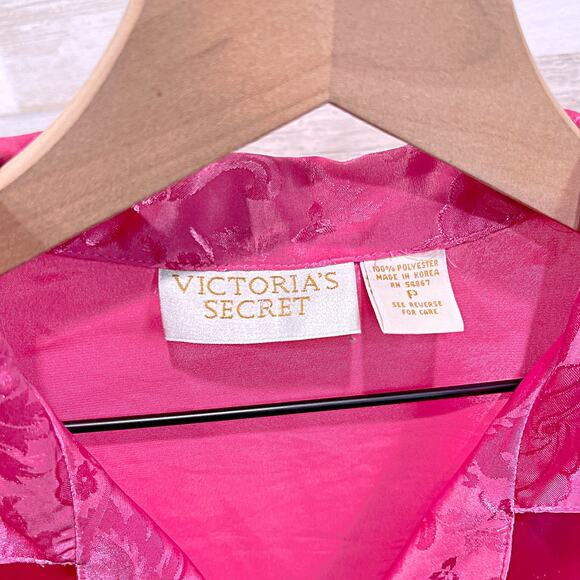 Victorias Secret Gold Label Satin Notch Collar Nightshirt Pink VTG Womens XS P - Picture 6 of 6